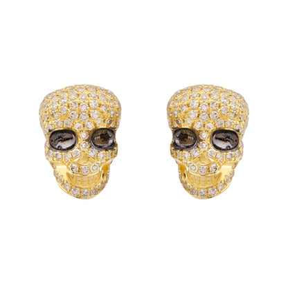 Halloween Round Diamond Skull Earrings