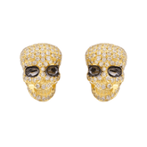 Halloween Round Diamond Skull Earrings