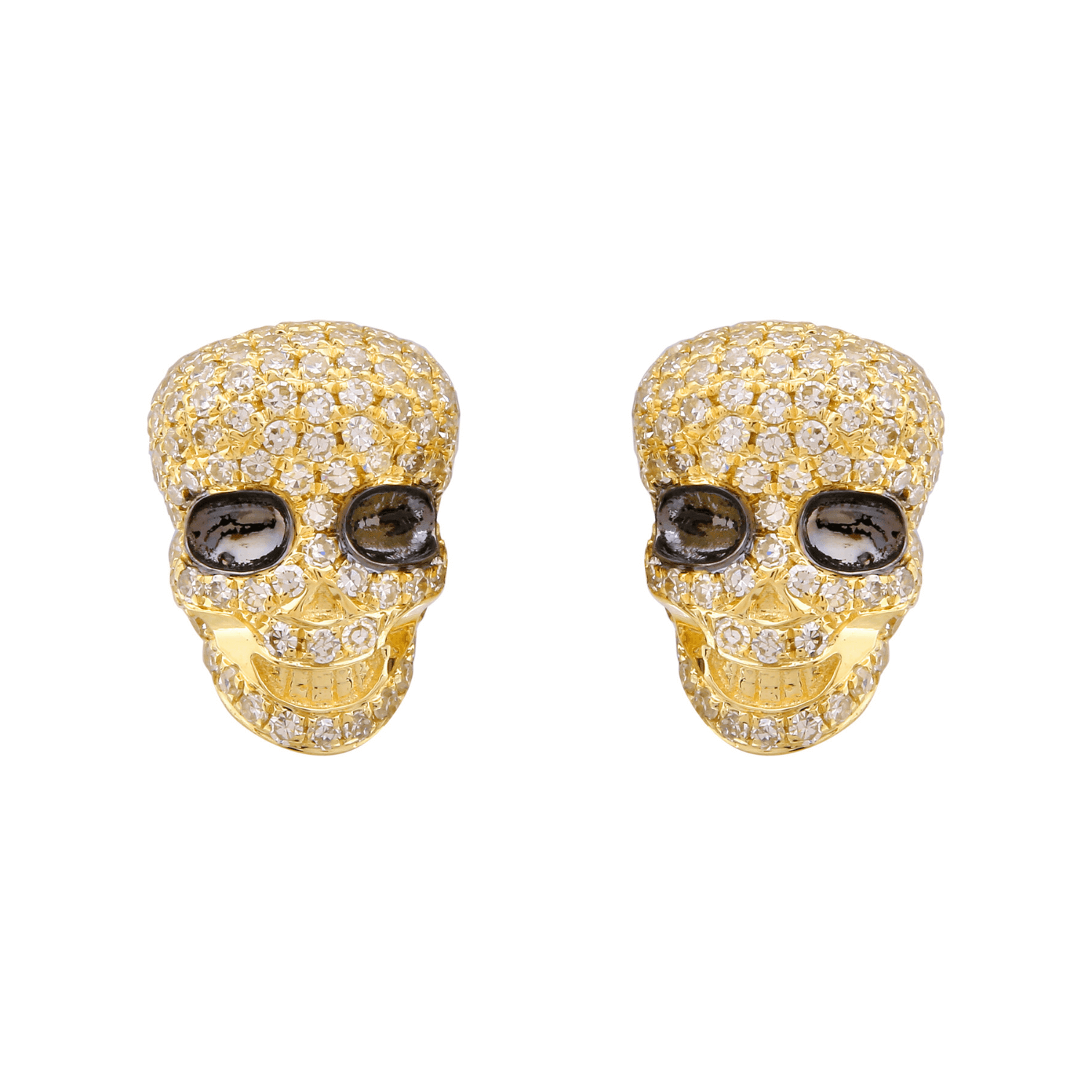 Halloween Round Diamond Skull Earrings