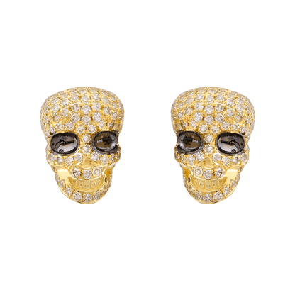 Halloween Round Diamond Skull Earrings