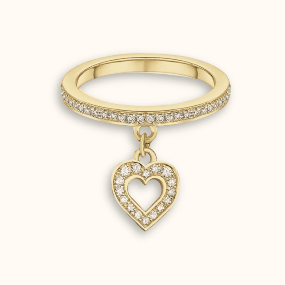 Heart Charm Diamond Ring