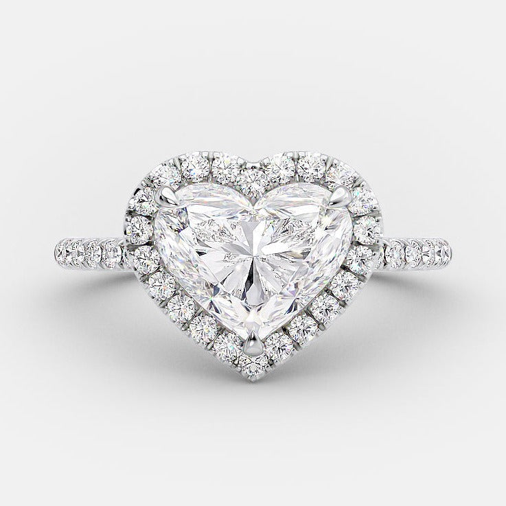 Heart Cut Diamond Solitaire Accent Halo Ring