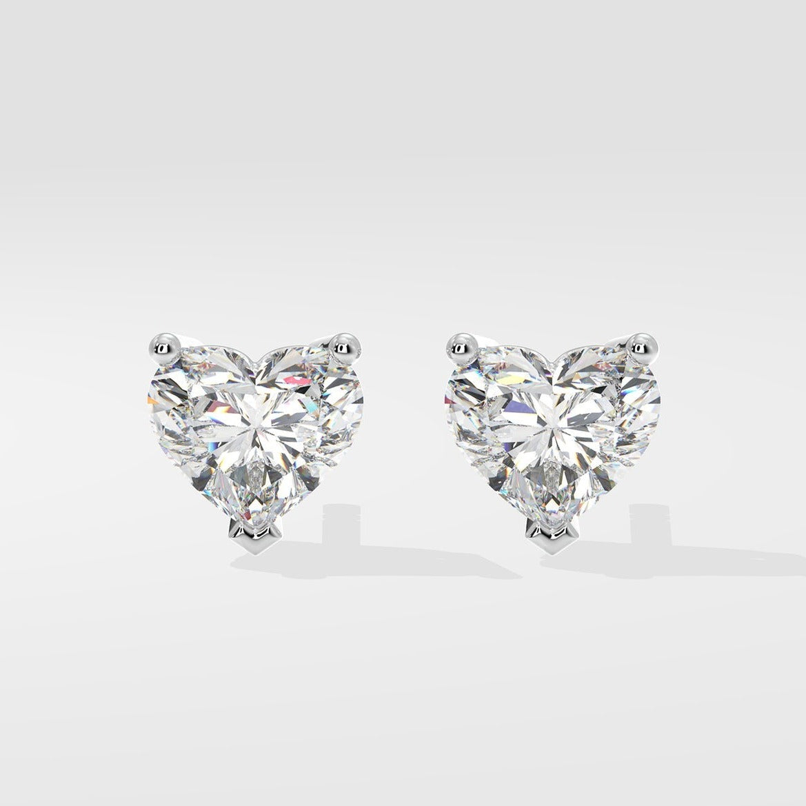 Heart Cut Lab Grown Diamond Stud Earrings