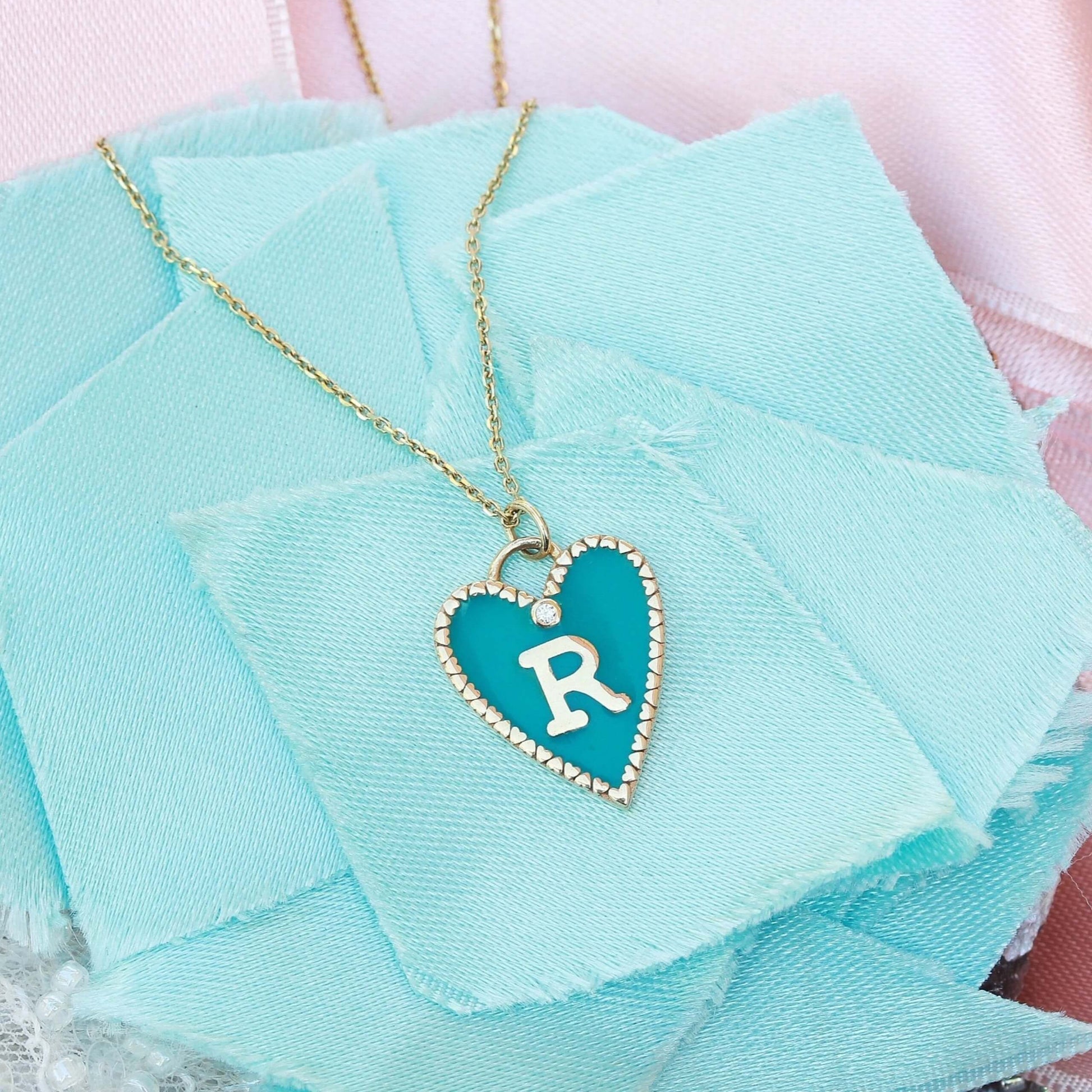 Heart Shape Personalized Alphabet Pendant