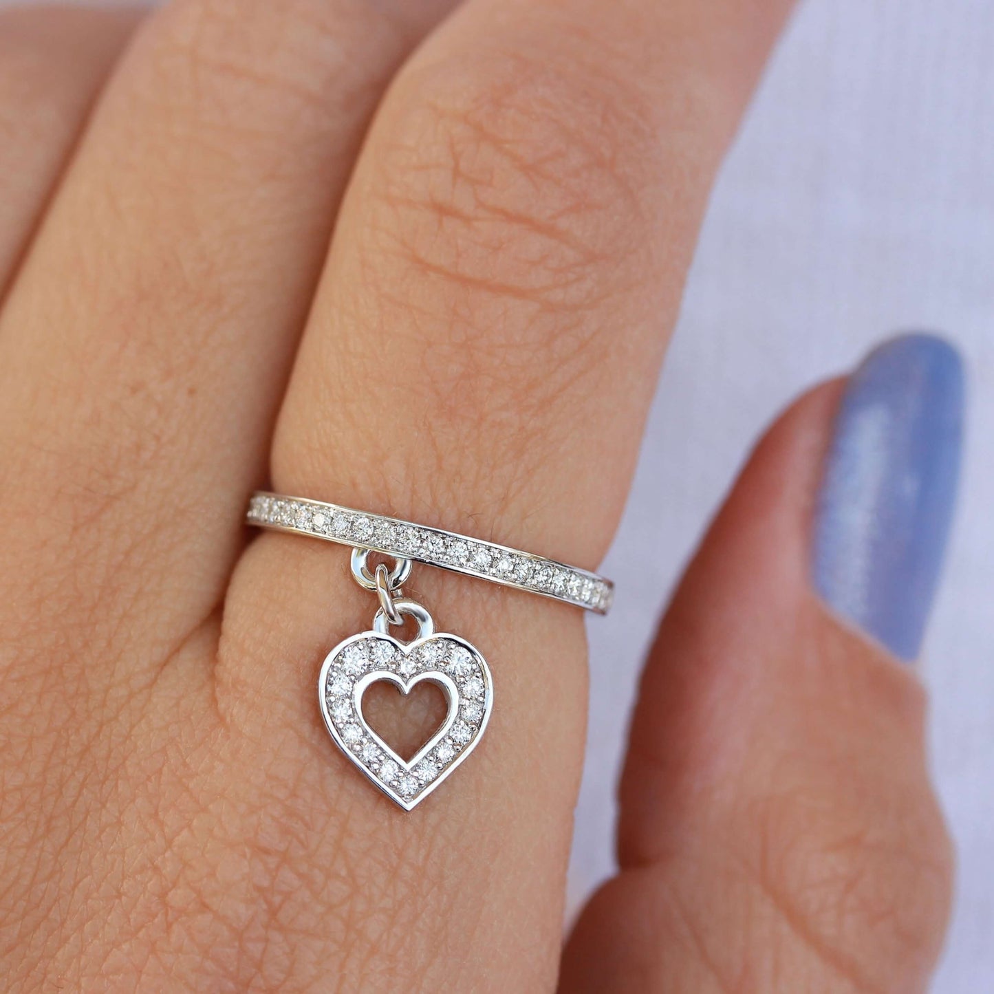 Heart Shape Round Cut Diamond Charm Ring