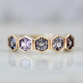  Hexagon Cut Amethyst Gemstone Ring