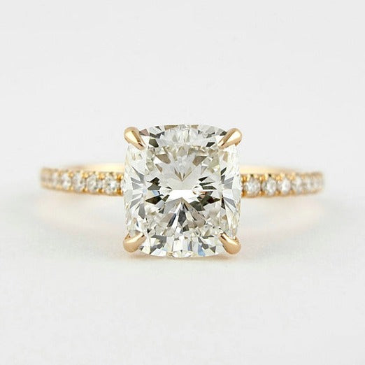 Hidden Halo Elongated Cushion Moissanite Ring