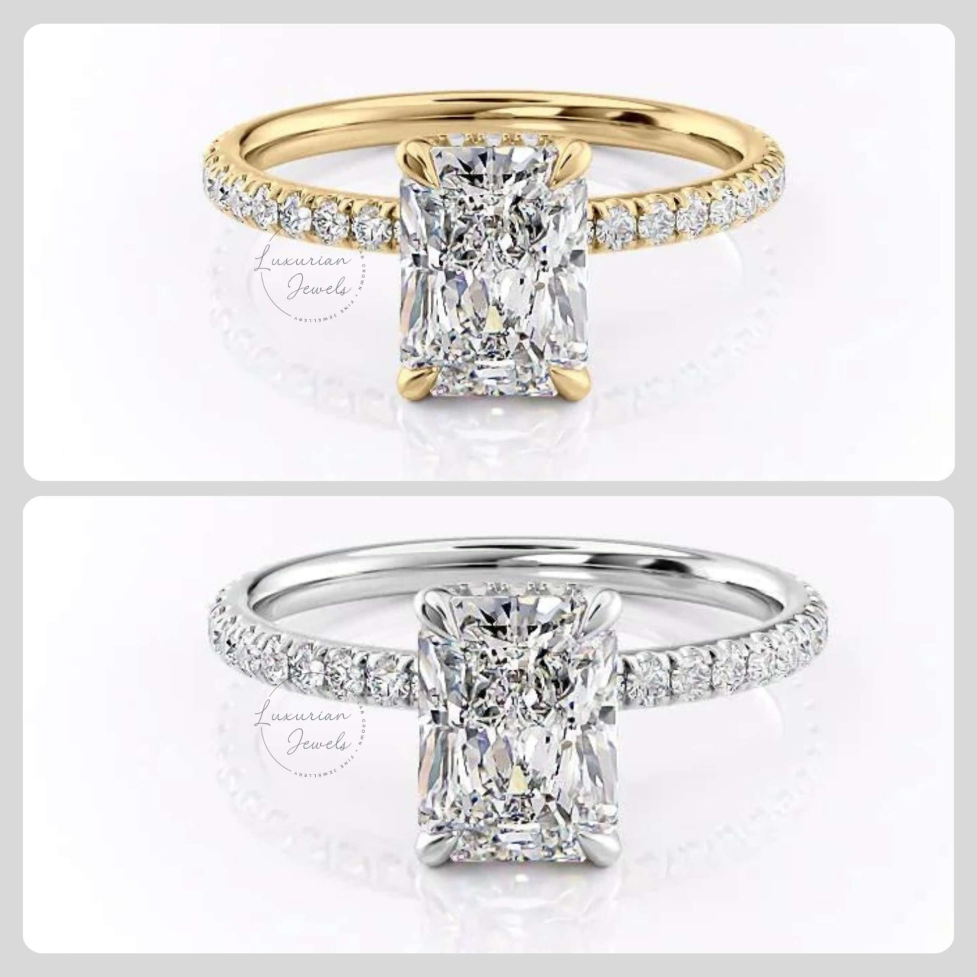 Hidden Halo and Diamond Engagement Ring