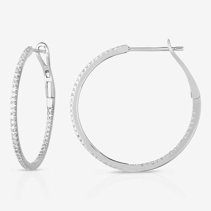 Inside Out Diamonique Pave CZ Hoop Earrings