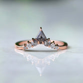 Kite Shape Salt And Pepper Bridal Ring