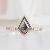 Kite Shape Salt And Pepper Diamond Ring