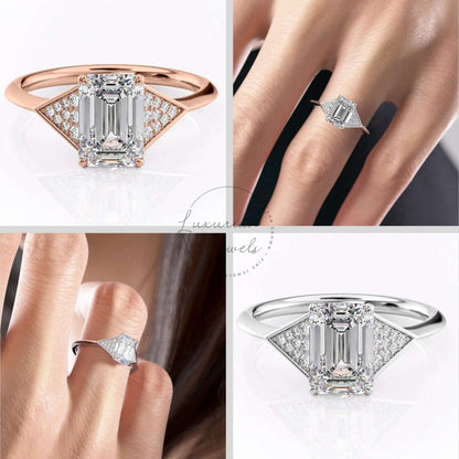 Knife Edge Band Eco-Friendly Diamond Ring