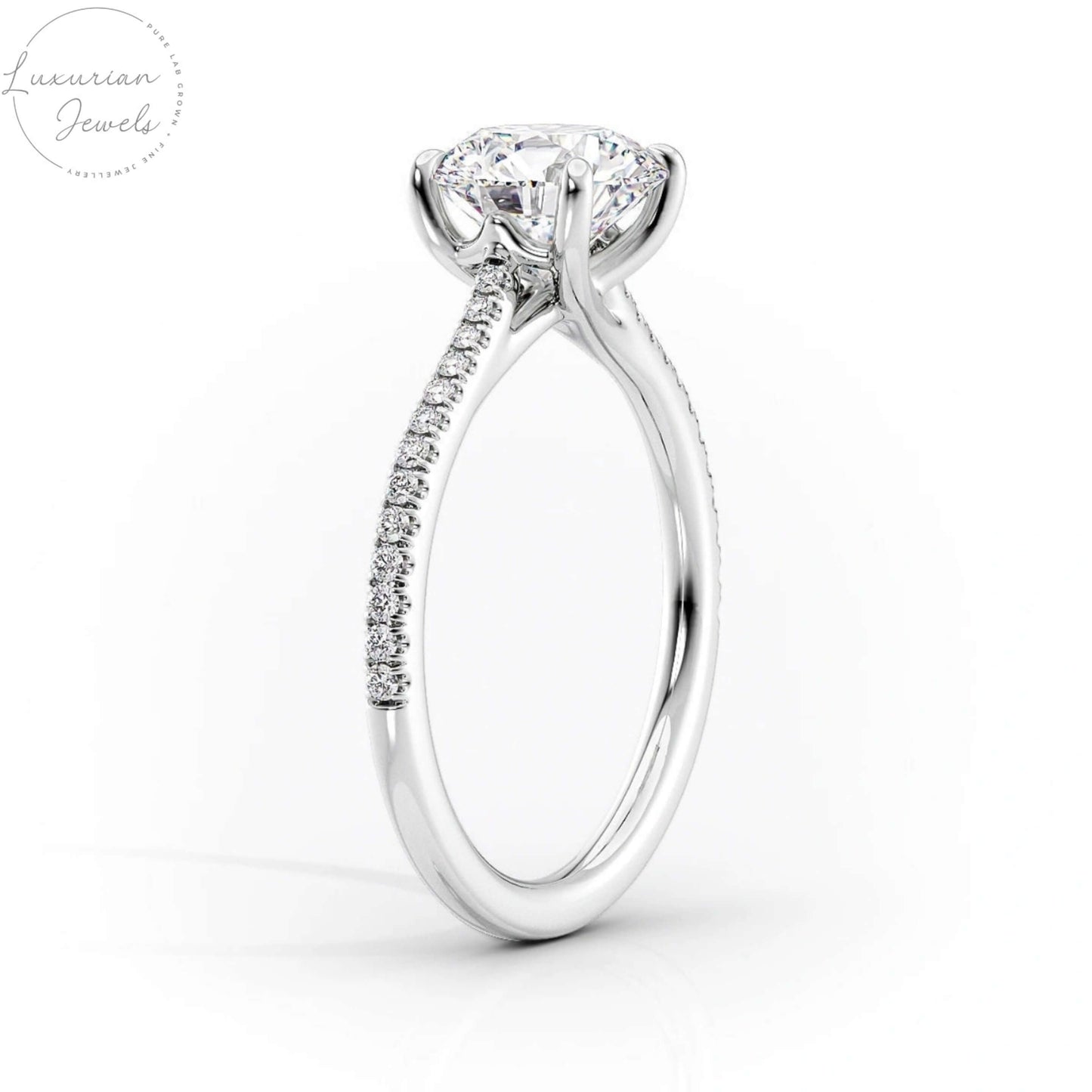 Lab Grown Diamond Solitaire Accent Ring