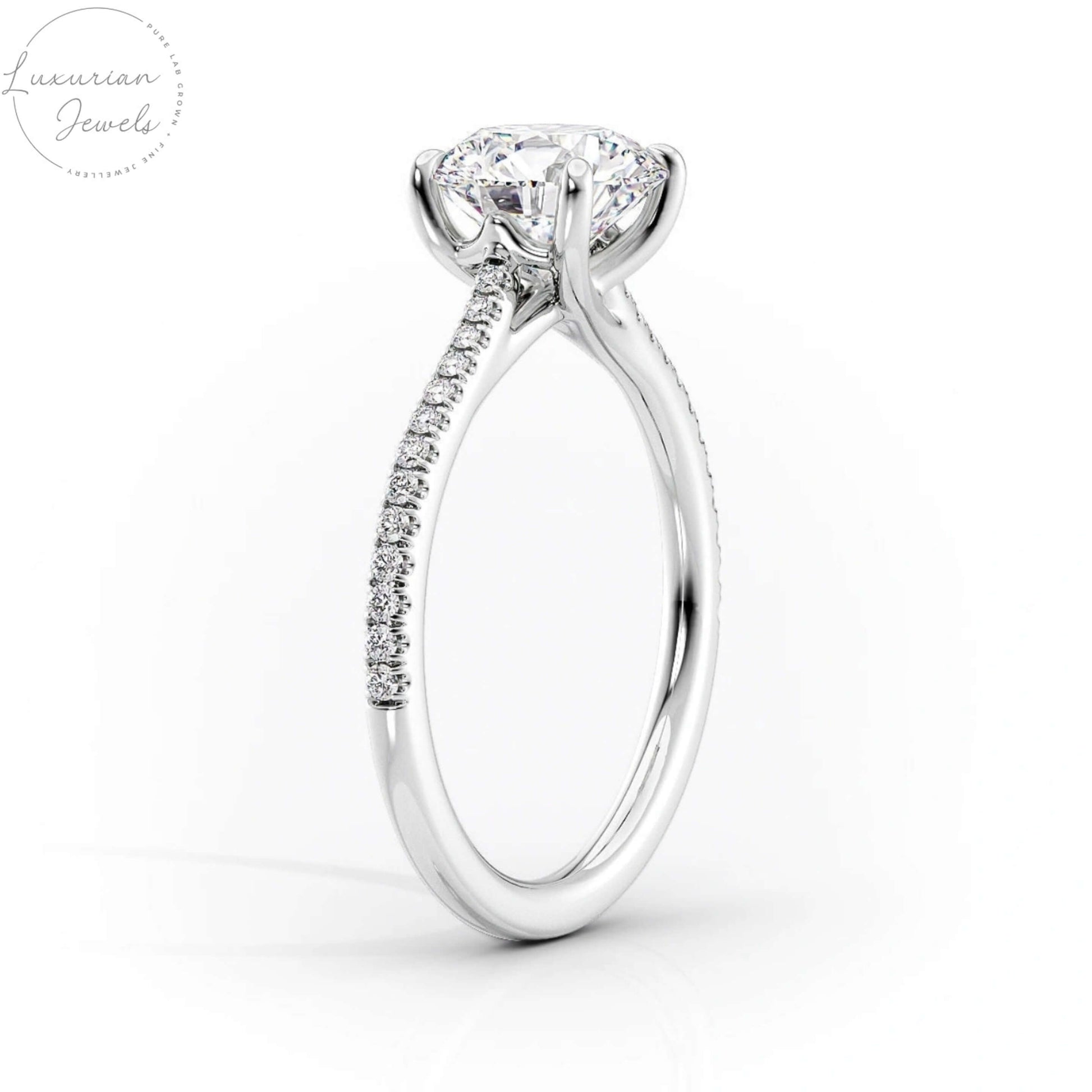 Lab Grown Diamond Solitaire Accent Ring