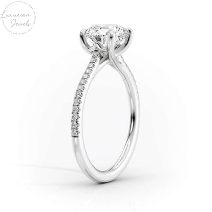 Lab Grown Diamond Solitaire Accent Ring