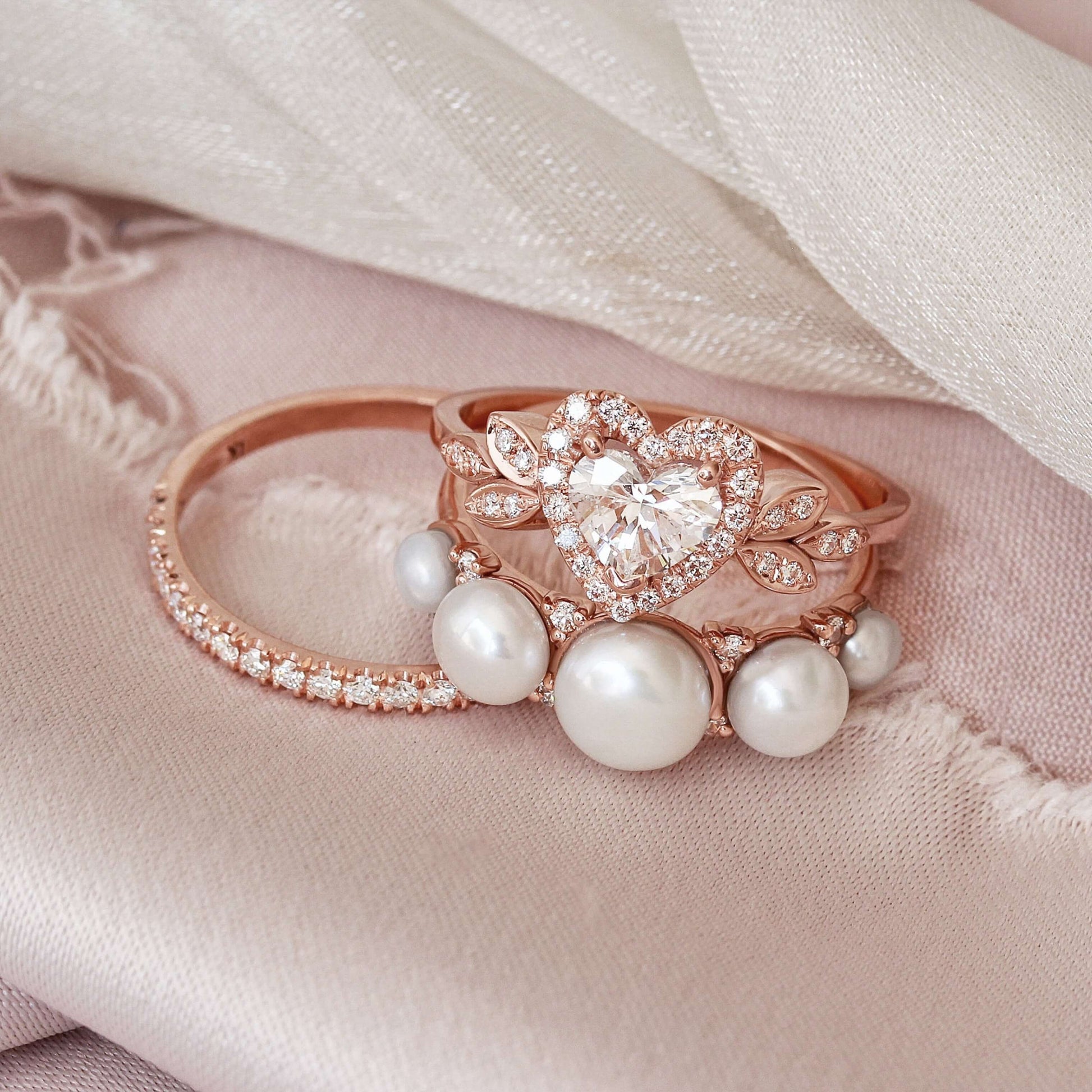 Leaf Style Bridal Ring Set