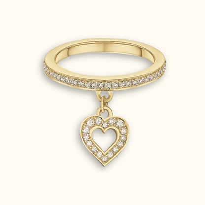 Heart Charm Diamond Ring