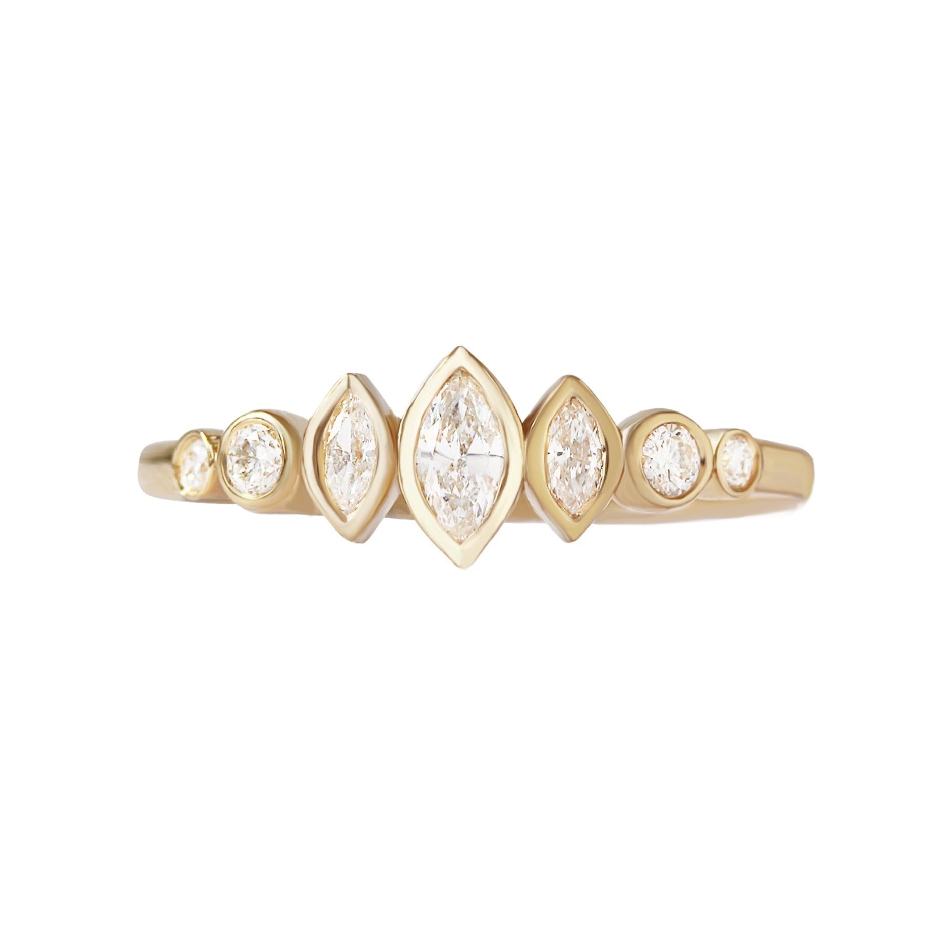 Marquise Cut Bezel Set Half Eternity Ring