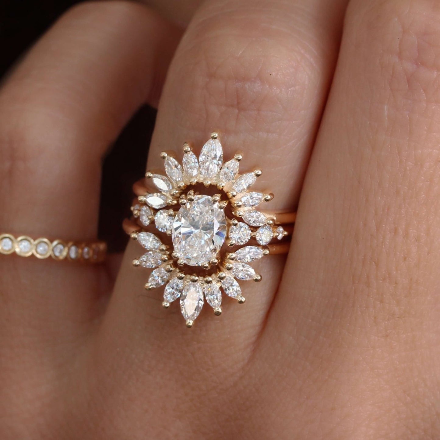 Marquise Cut Chevron Engagement Ring