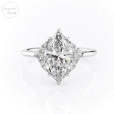 Marquise Cut Lab Diamond Cathedral Style Ring