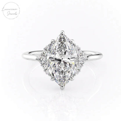 Marquise Cut Lab Diamond Cathedral Style Ring