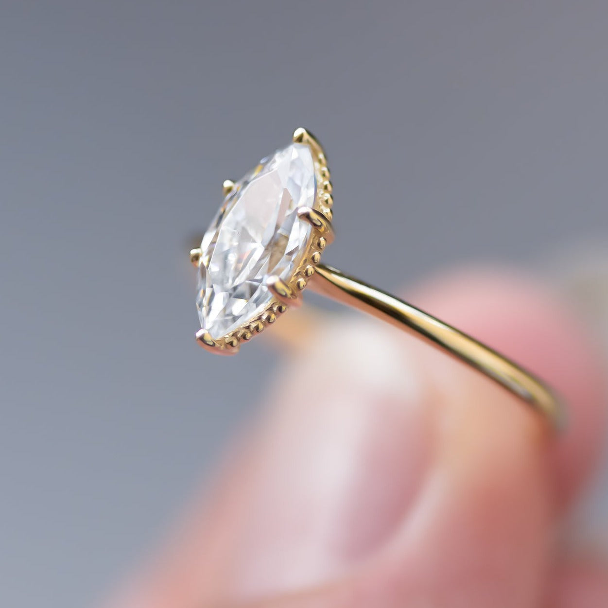 Marquise Cut Wedding Ring For Bride