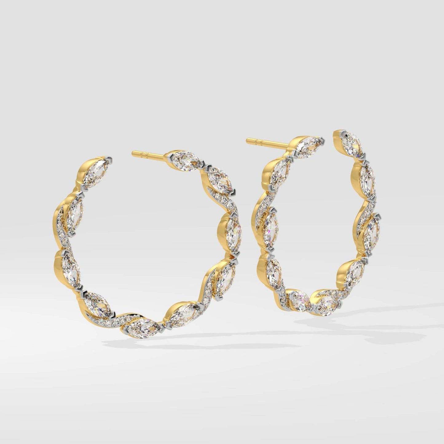 Marquise Diamond Hoop Earrings