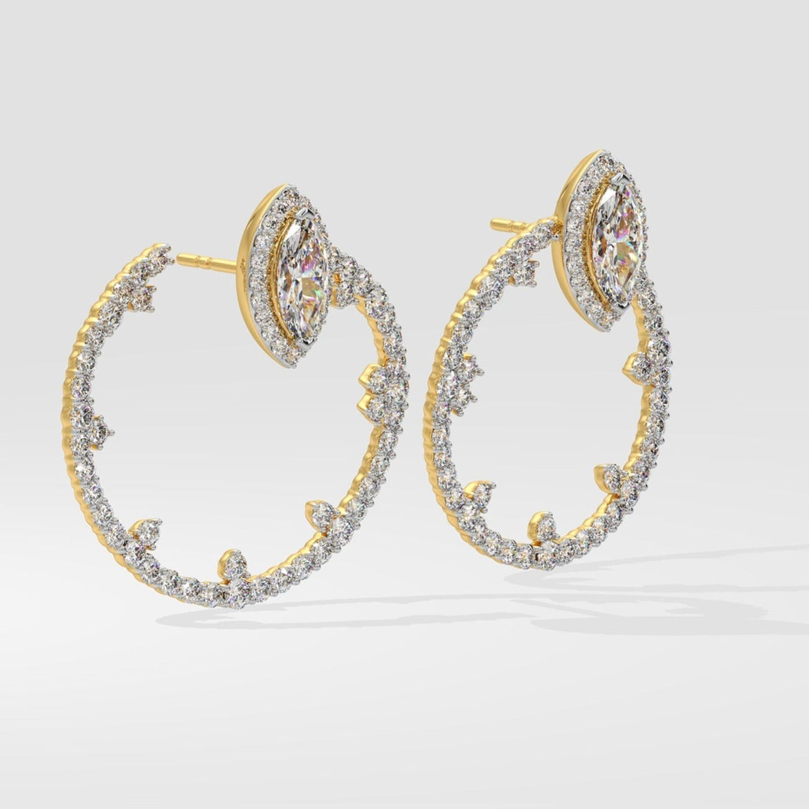 Marquise Diamond Small Huggy Hoop Earrings