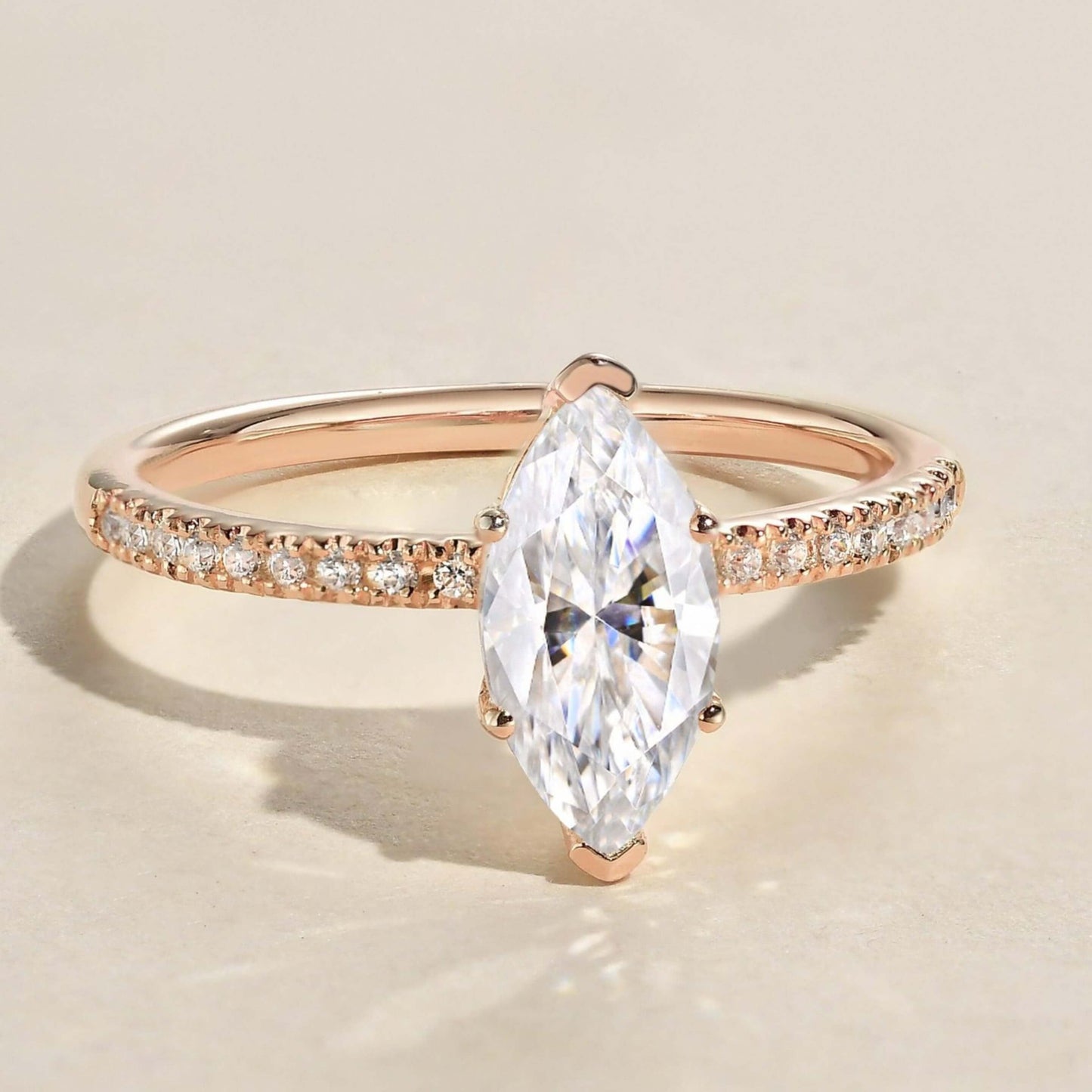 Marquise Moissanite Engagement Ring 