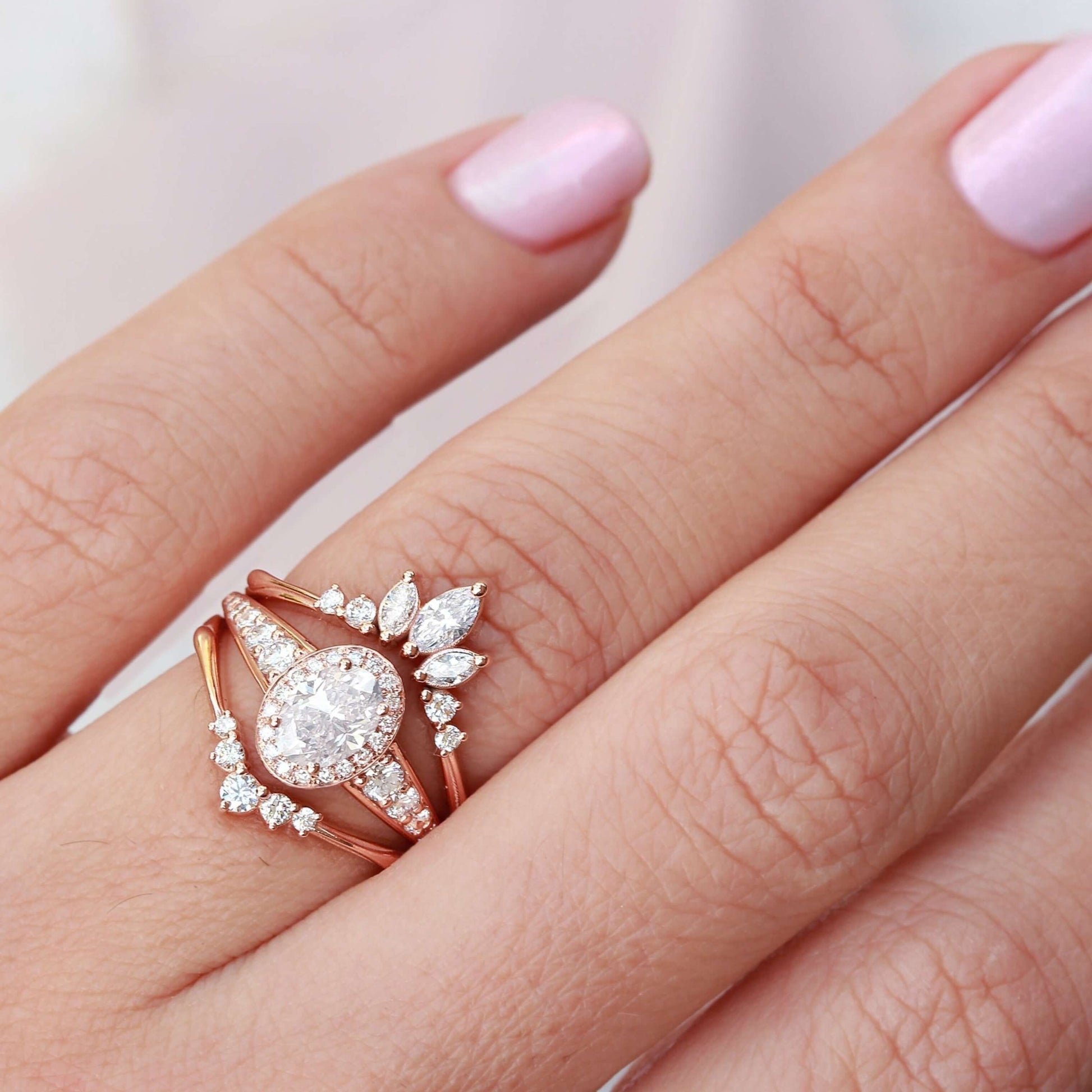 Marquise and Round Moissanite Ring