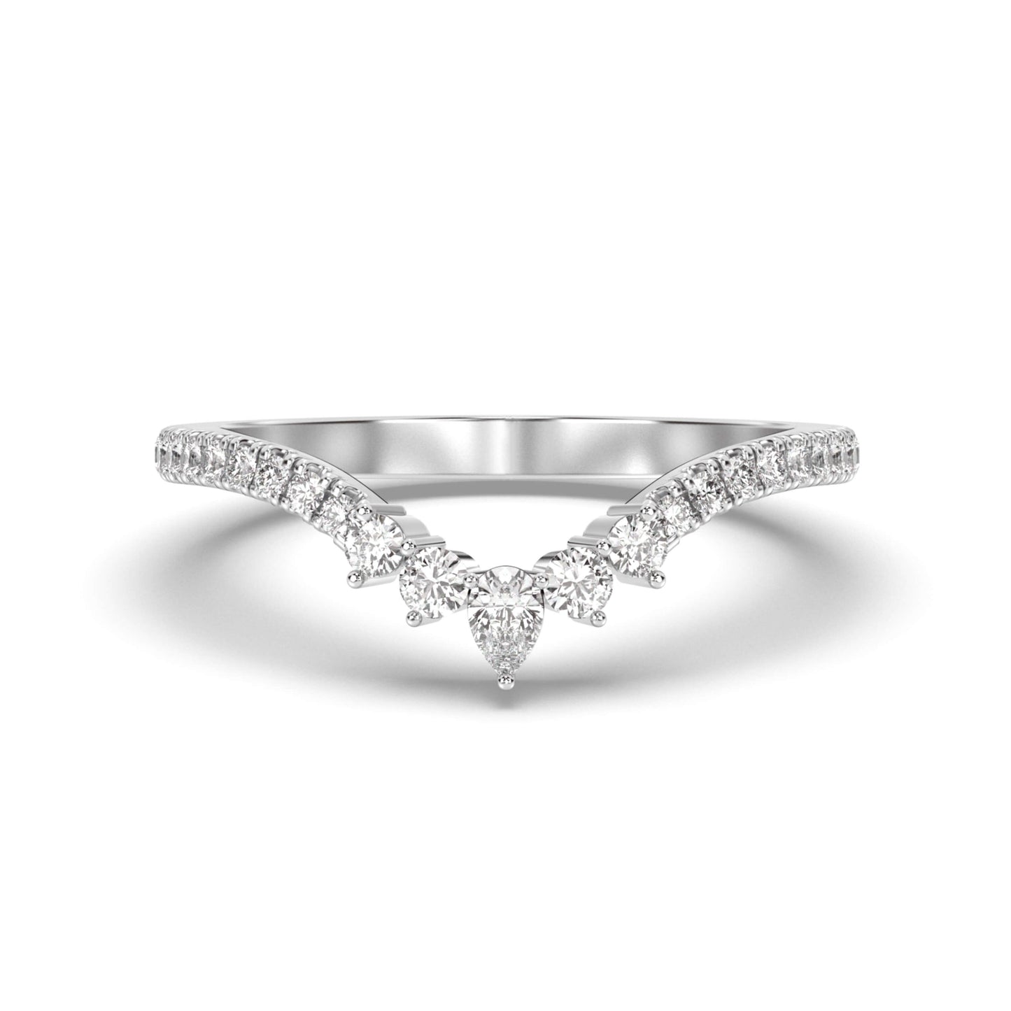 Marquise and Round Moissanite V Ring