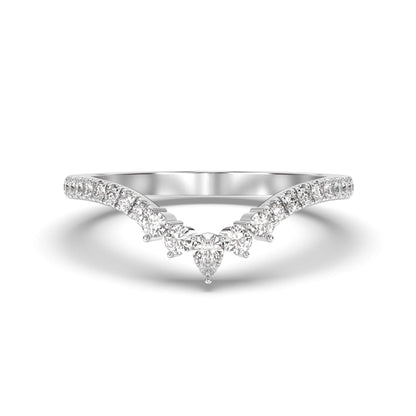 Marquise and Round Moissanite V Ring