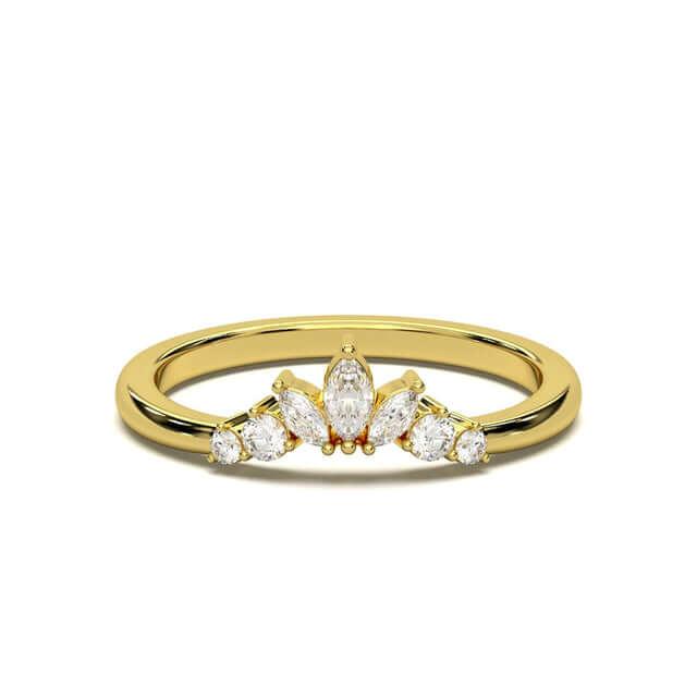 Marquise and round Diamonds Wedding Band