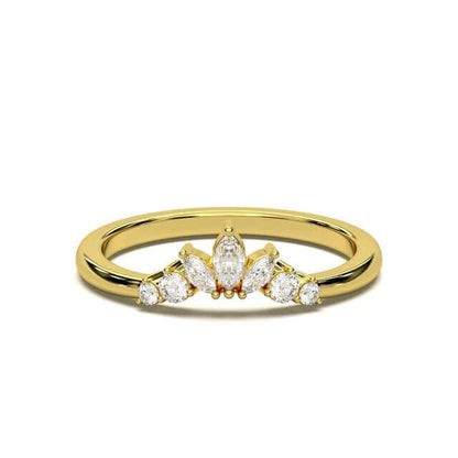 Marquise and round Diamonds Wedding Band