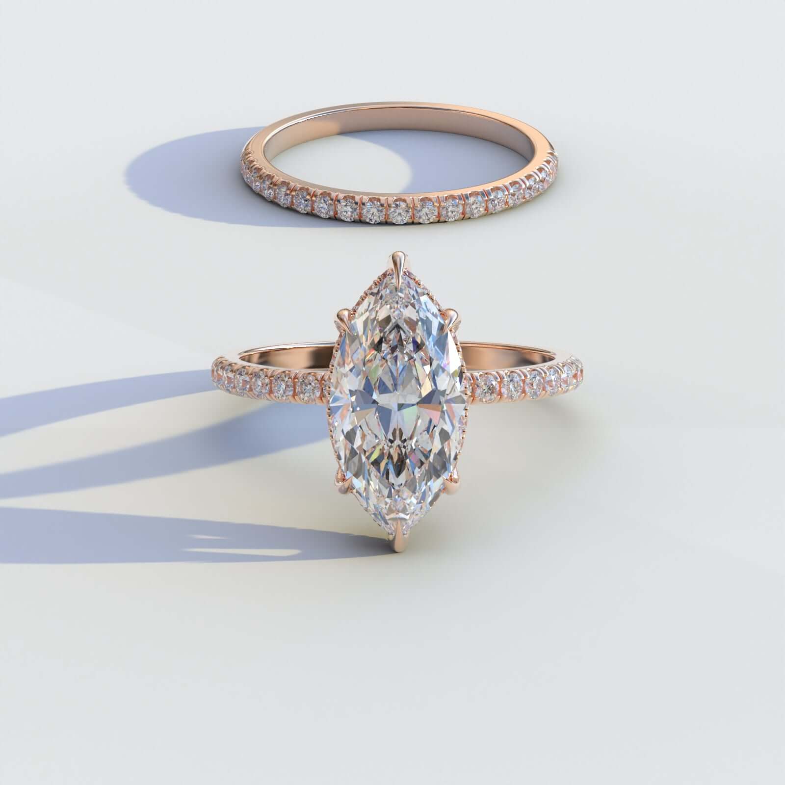 Marquise cut Moissanite engagement ring set