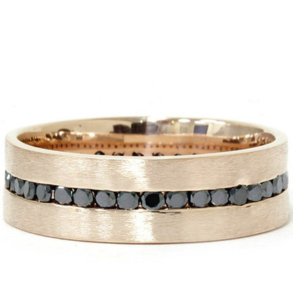 Mens Black Diamond Wedding Band