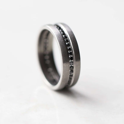 Mens Black Diamond Wedding Band