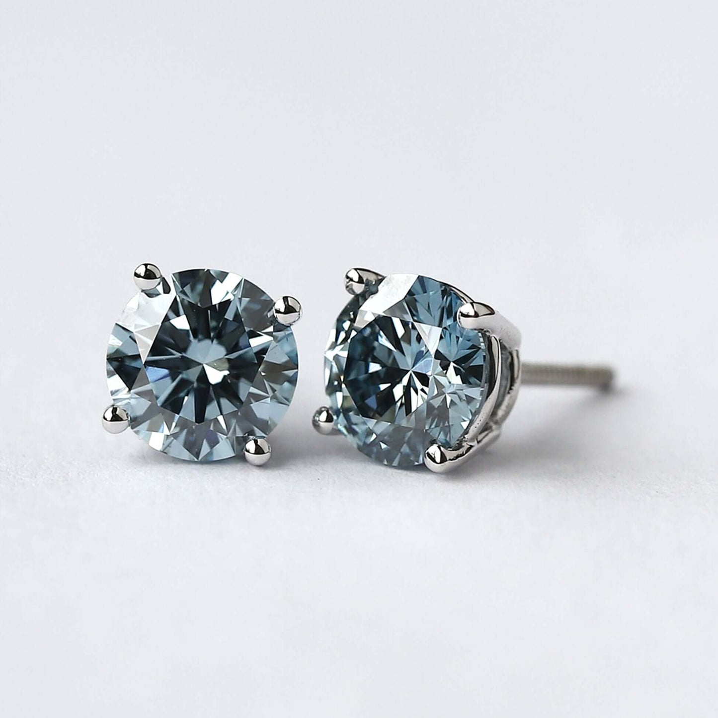 Mens Blue Diamond Ear Studs