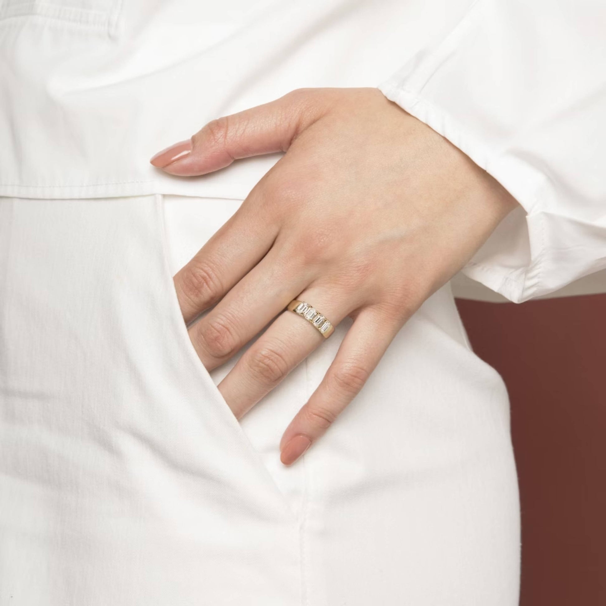 Minimalist Jewelry, Emerald Cut Band