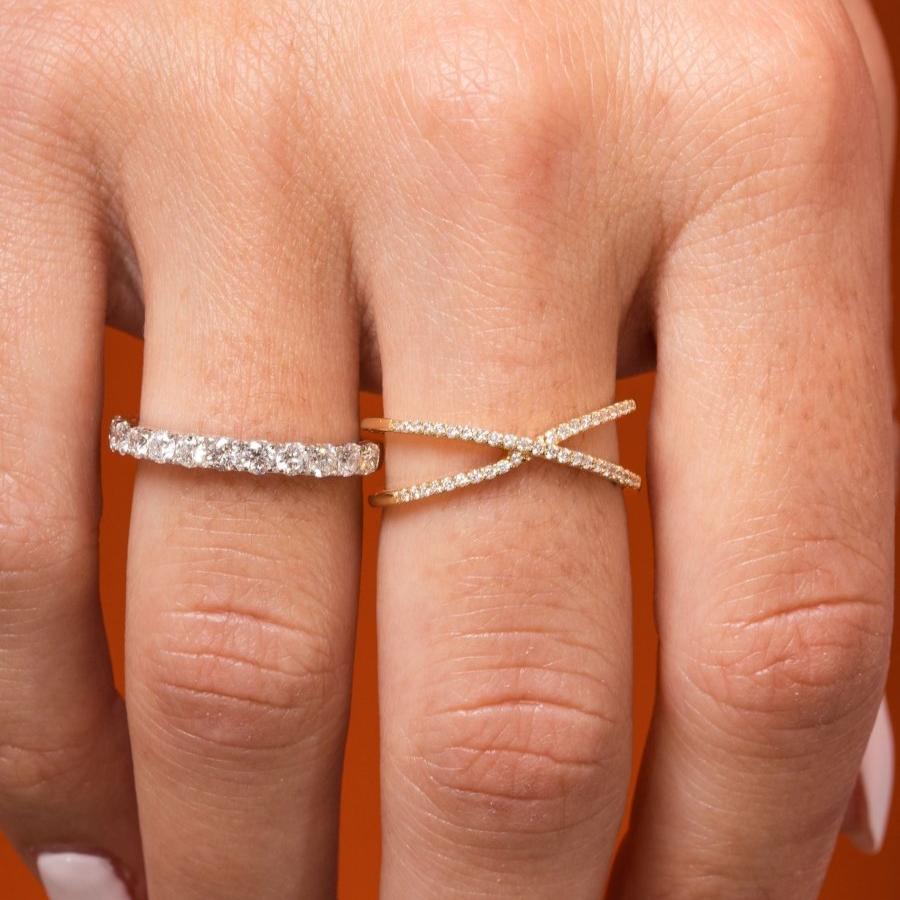 Moissanite Crossover Rings for Women