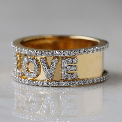 Monogram Diamond Gold Band For Her