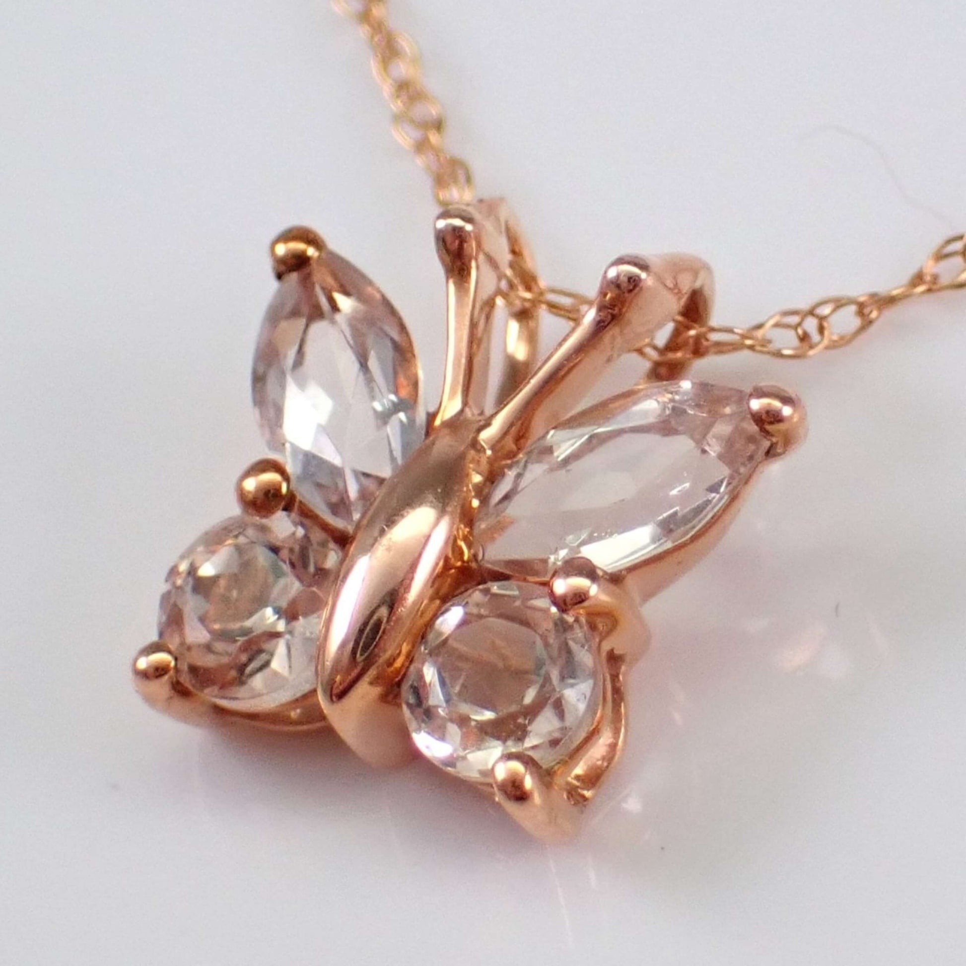 Morganite And Diamond Butterfly Pendant