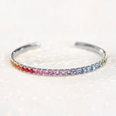 Natural Sapphires Rainbow Cuff Bangle