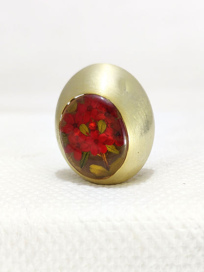 Nature Inspired Real Red Flowers Ring