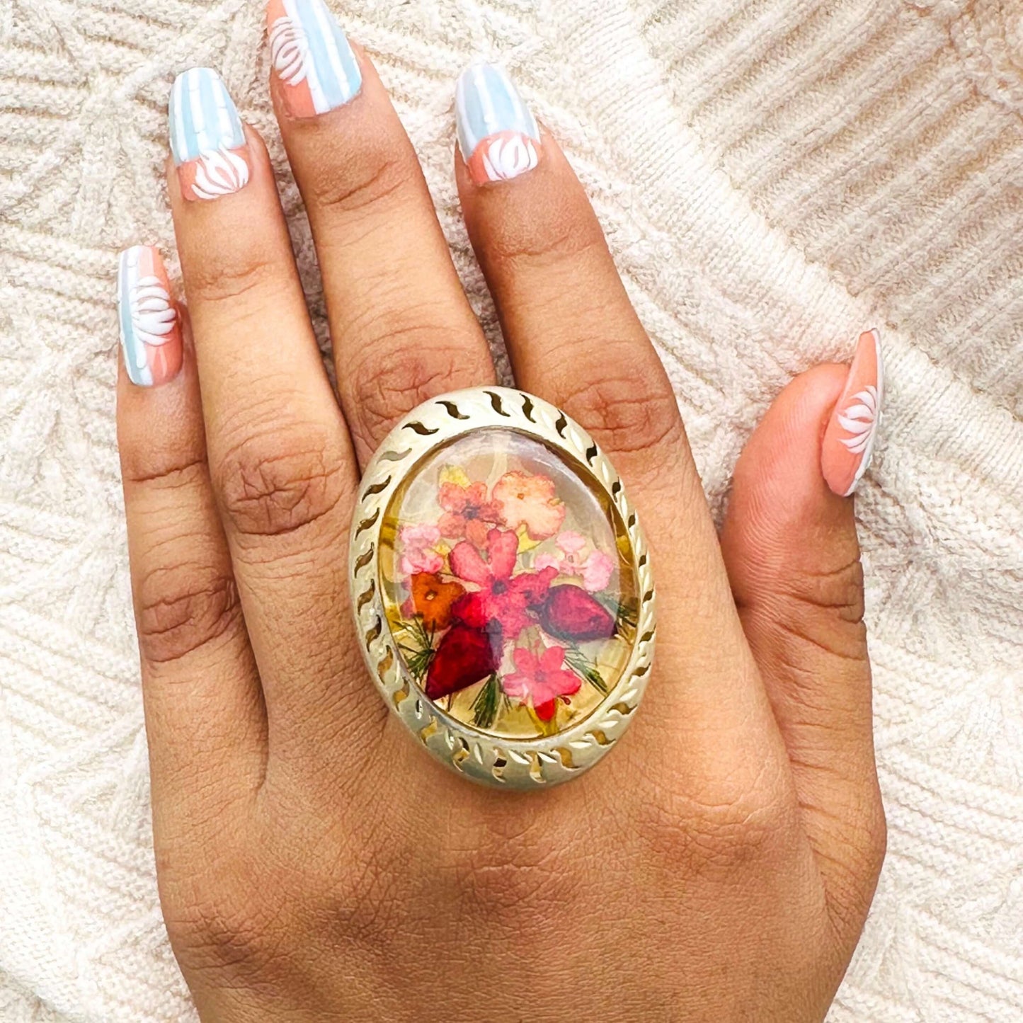 Nature Jewelry, Dried Flower Resin Ring