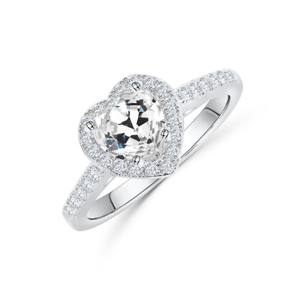 Old Mine Heart Cut Diamond Halo Ring