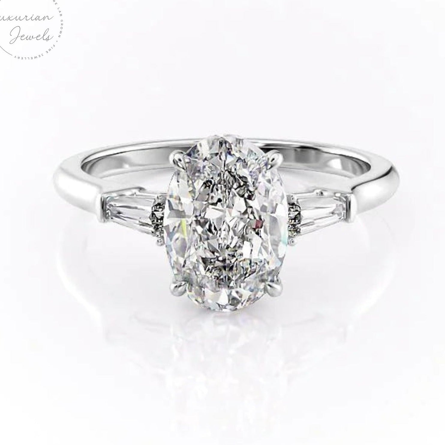 Oval And Tapered Baguette Diamond Ring