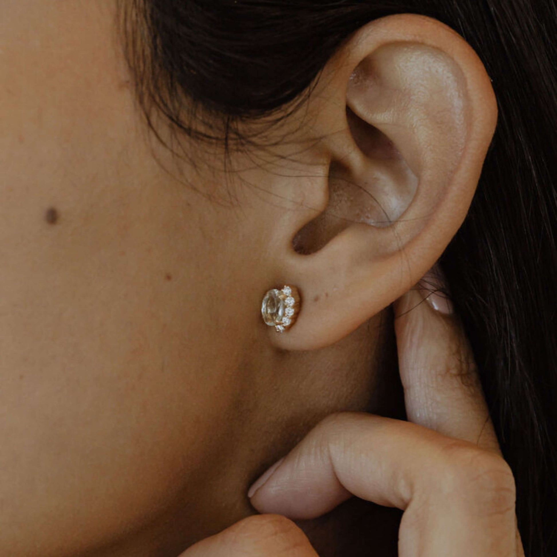 Oval Cut Birthstone Stud Earring