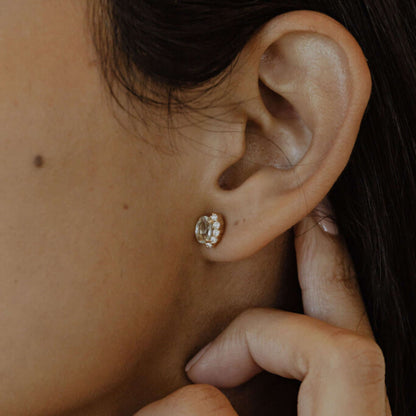 Oval Cut Birthstone Stud Earring