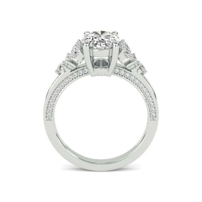 Oval Cut Hidden Halo Pave Wedding Ring